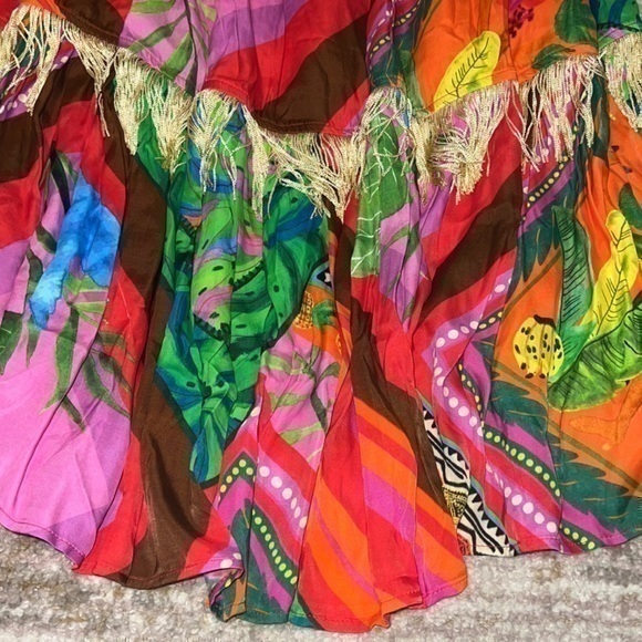 NEW Anthropologie x Farm Rio Palila Fringe Multicolored Midi Dress Medium - Picture 8 of 10